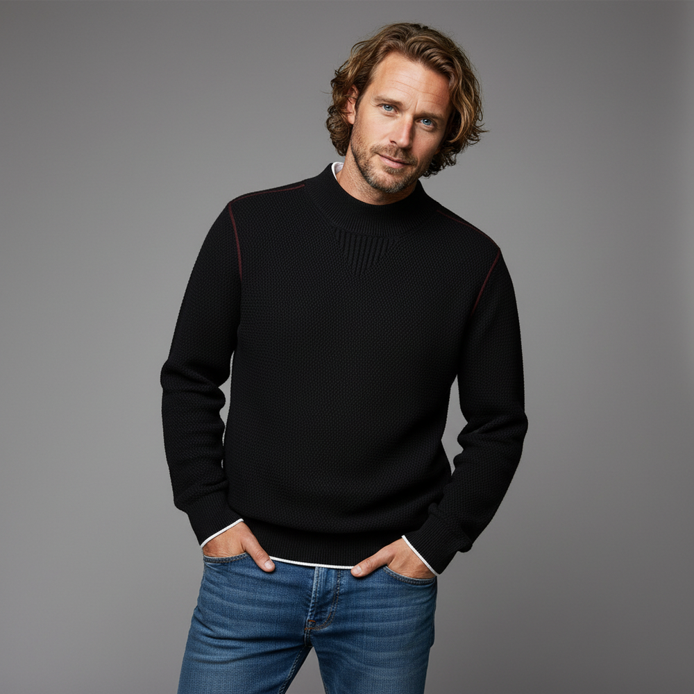Men's Textured Knit Crewneck Sweater