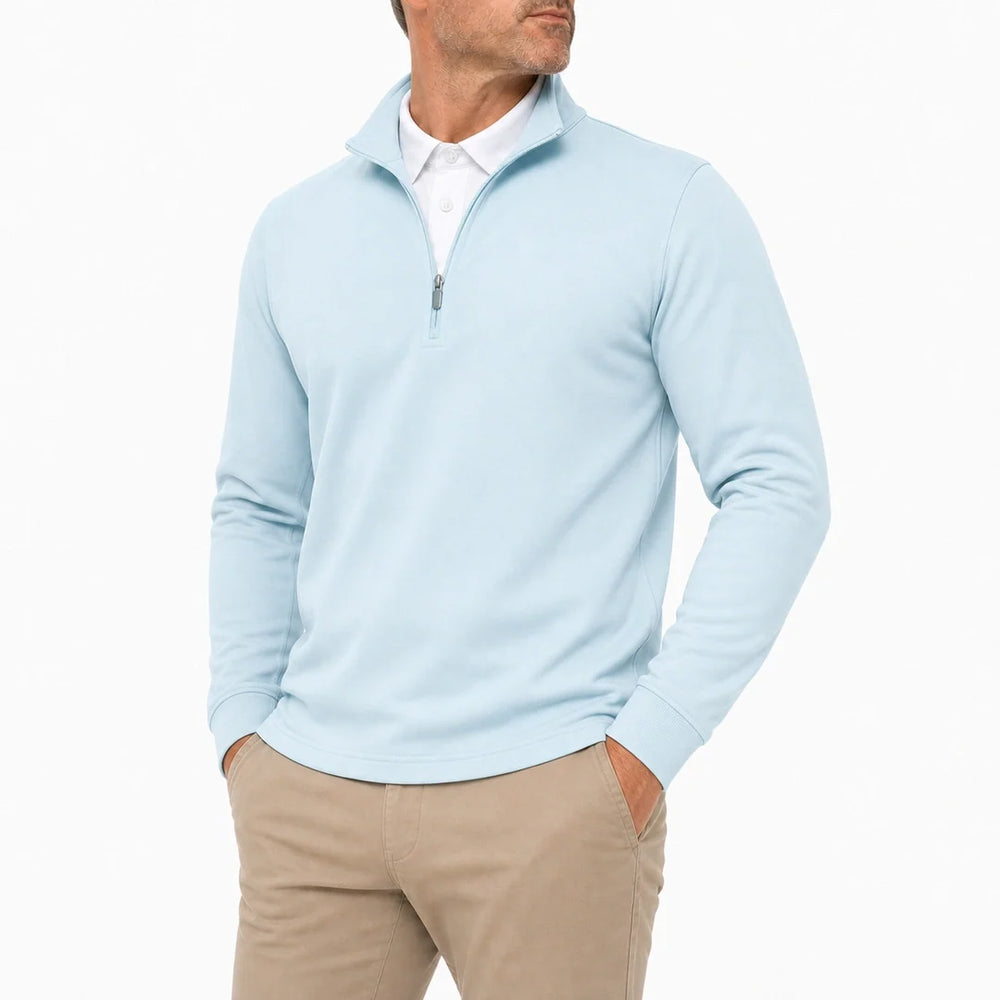 Men's Layered-Look Collar Quarter-Zip Pullover