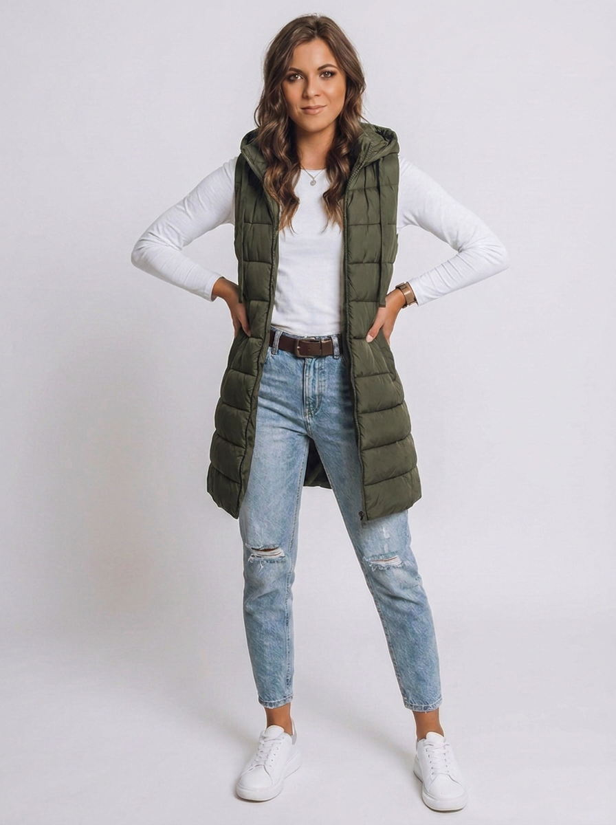 Longline Hooded Quilted Puffer Vest