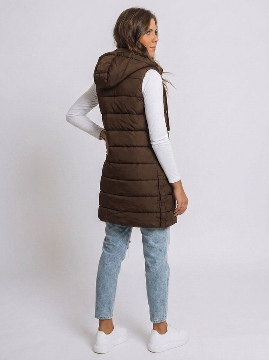 Longline Hooded Quilted Puffer Vest