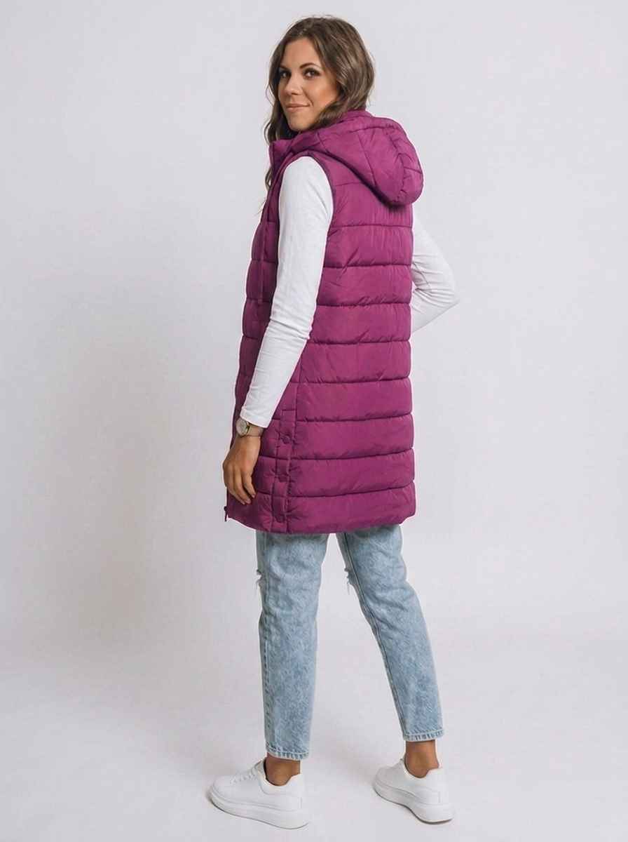 Longline Hooded Quilted Puffer Vest