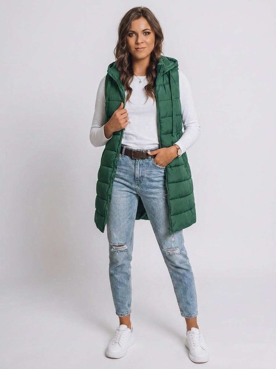 Longline Hooded Quilted Puffer Vest