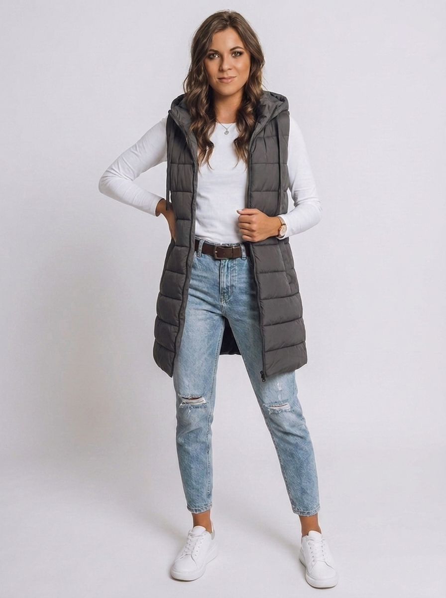 Longline Hooded Quilted Puffer Vest