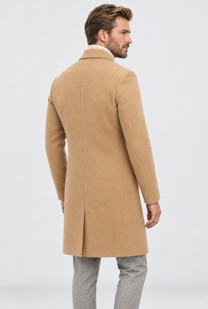 Manteau droit classique effet laine — Camel — vue de dos