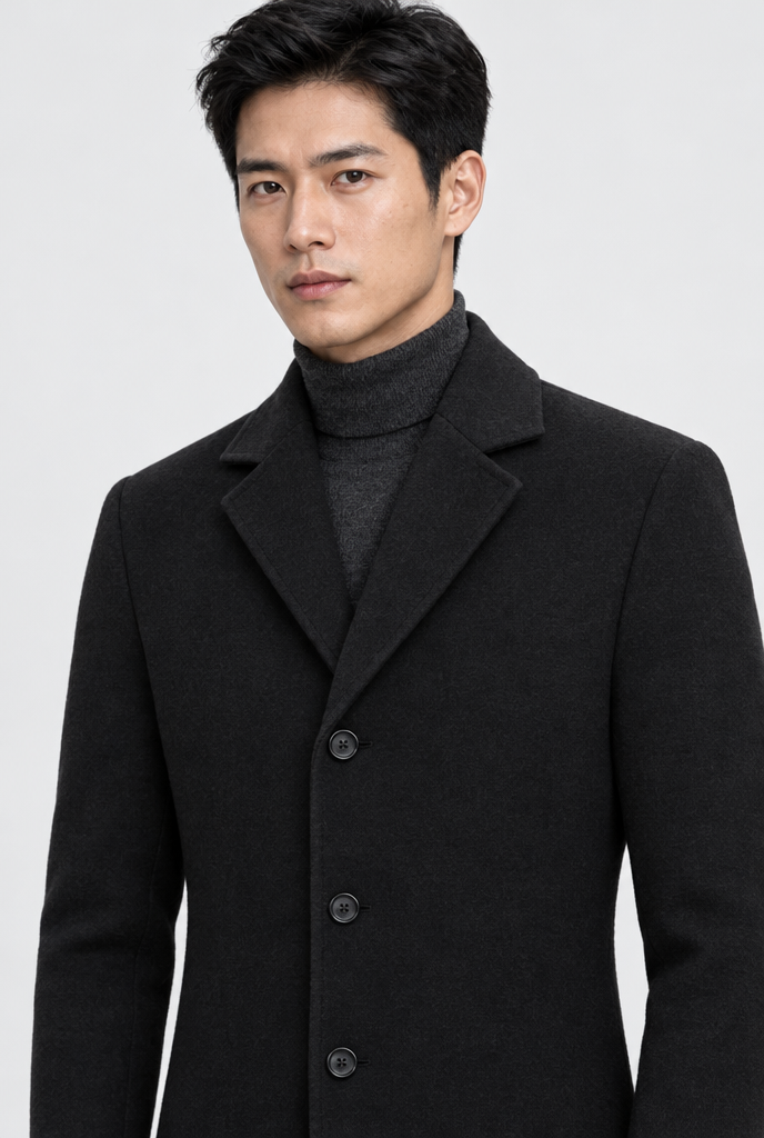 Manteau droit classique effet laine — Noir — col