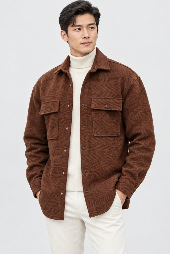 Rust Brown wool-look shirt jacket, hero