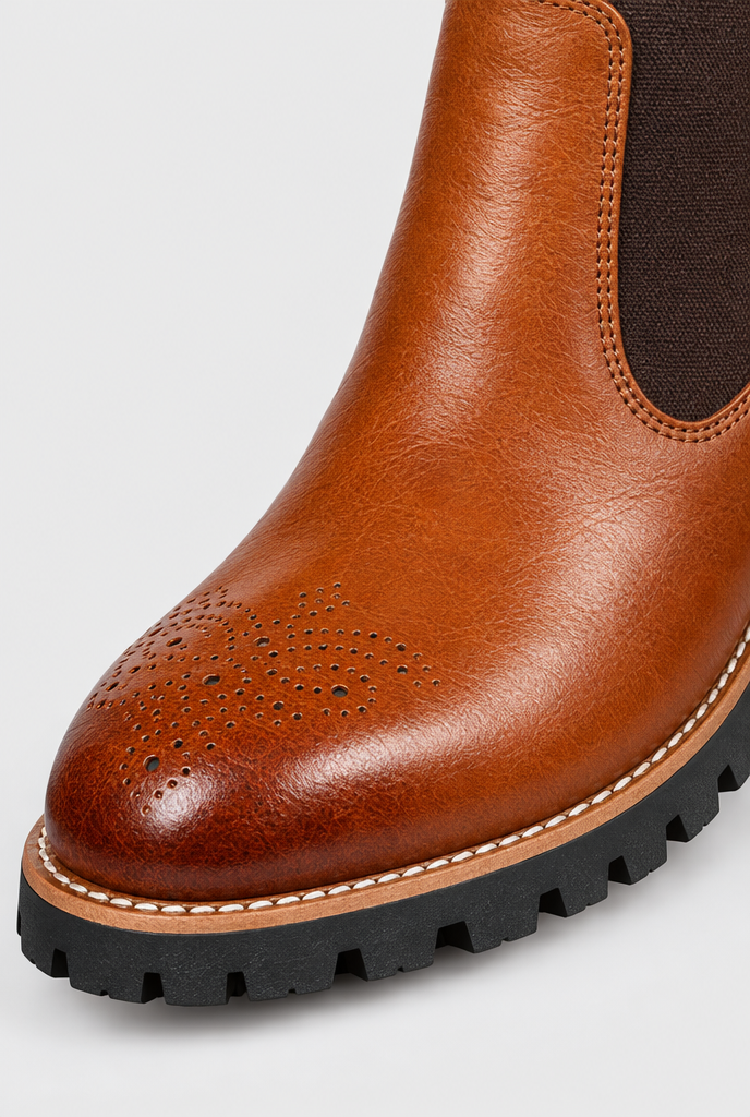 Chelsea boots à bout fleuri — Cognac — détail