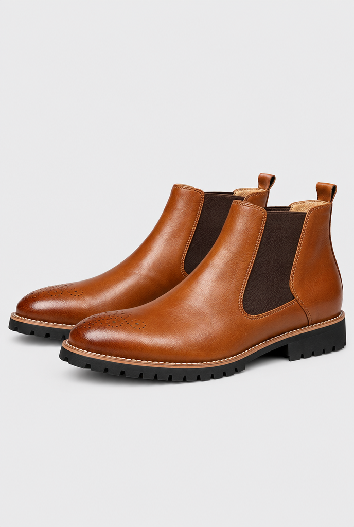Chelsea boots à bout fleuri — Cognac — packshot