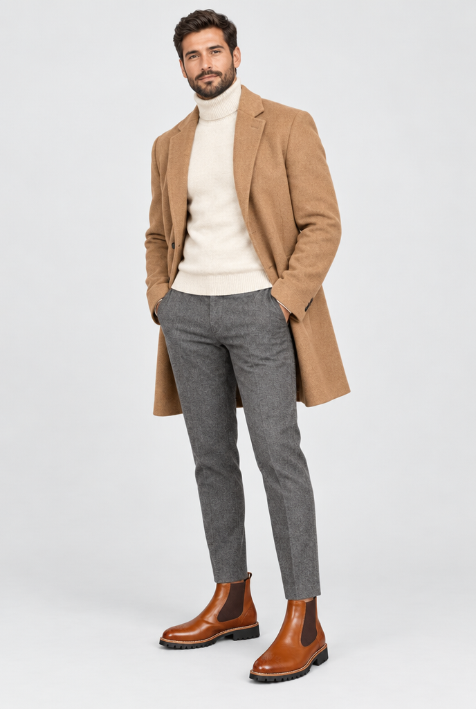 Chelsea boots à bout fleuri — Cognac — silhouette complète
