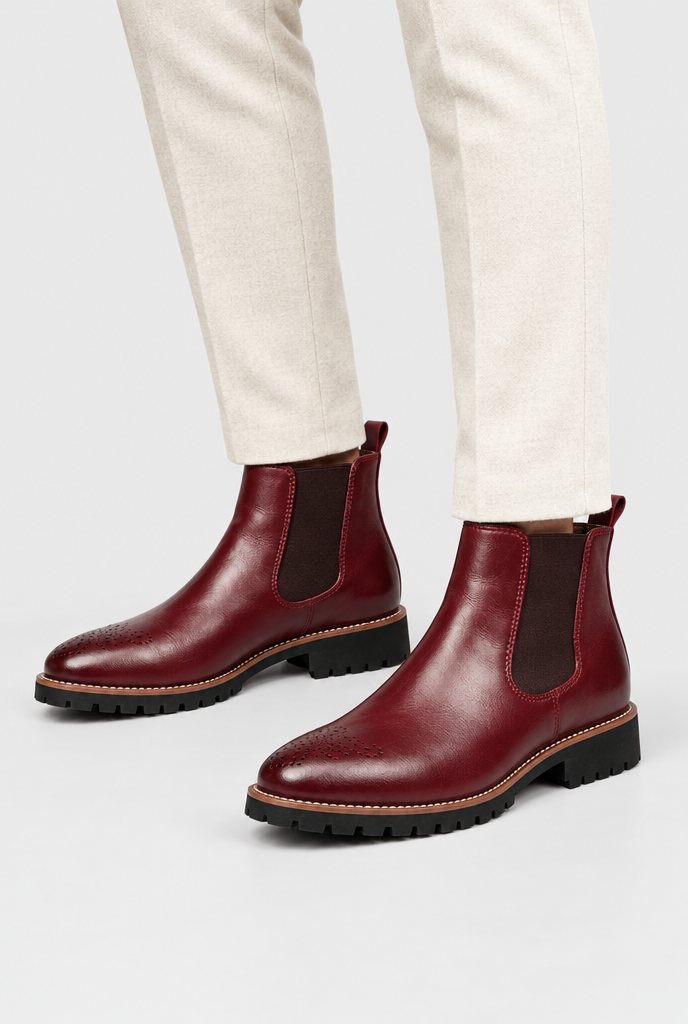 Chelsea boots à bout fleuri — Bordeaux — photo principale