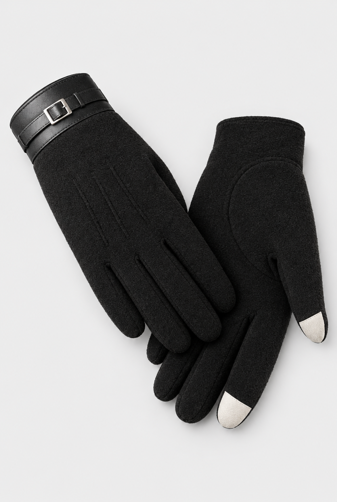 Black touchscreen gloves, packshot