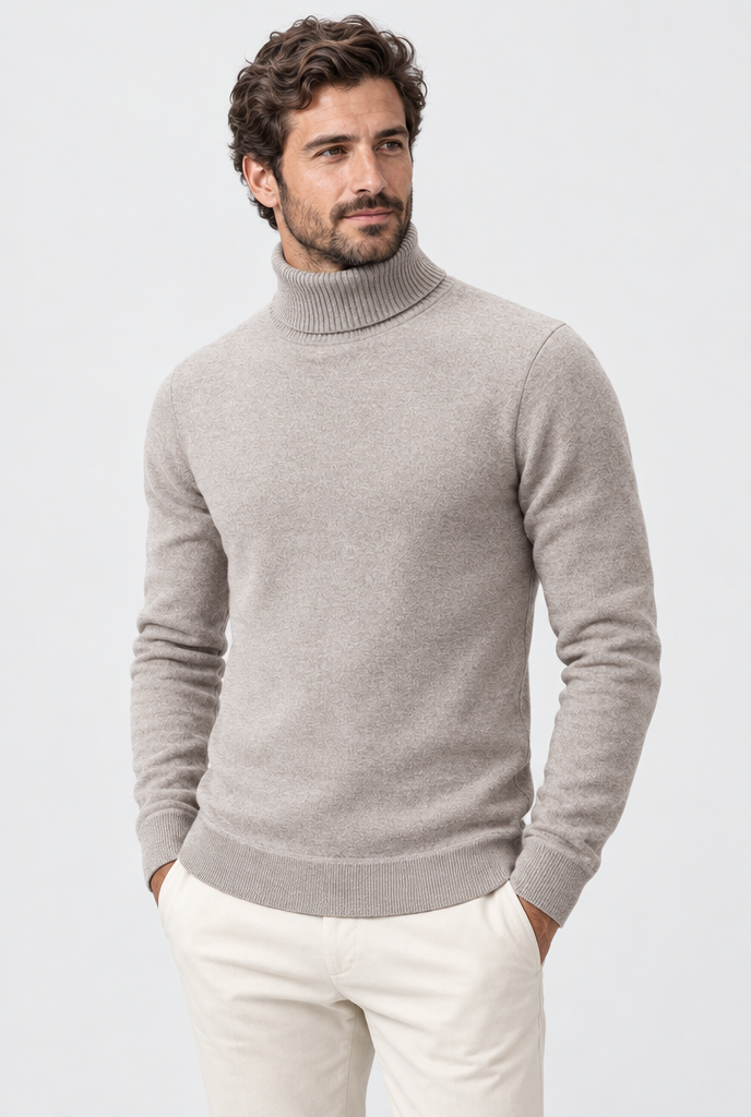 Pull col roulé en maille doublé polaire — Flocon d’avoine — photo principale