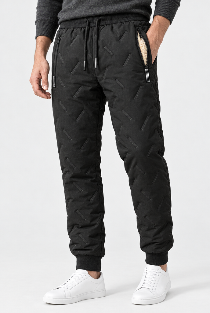 Jogging matelassé doublé sherpa Homme — Noir — détail