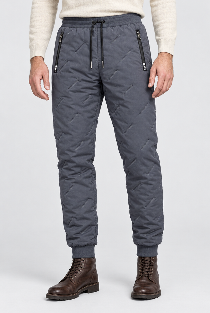 Jogging matelassé doublé sherpa Homme — Gris ardoise — photo studio