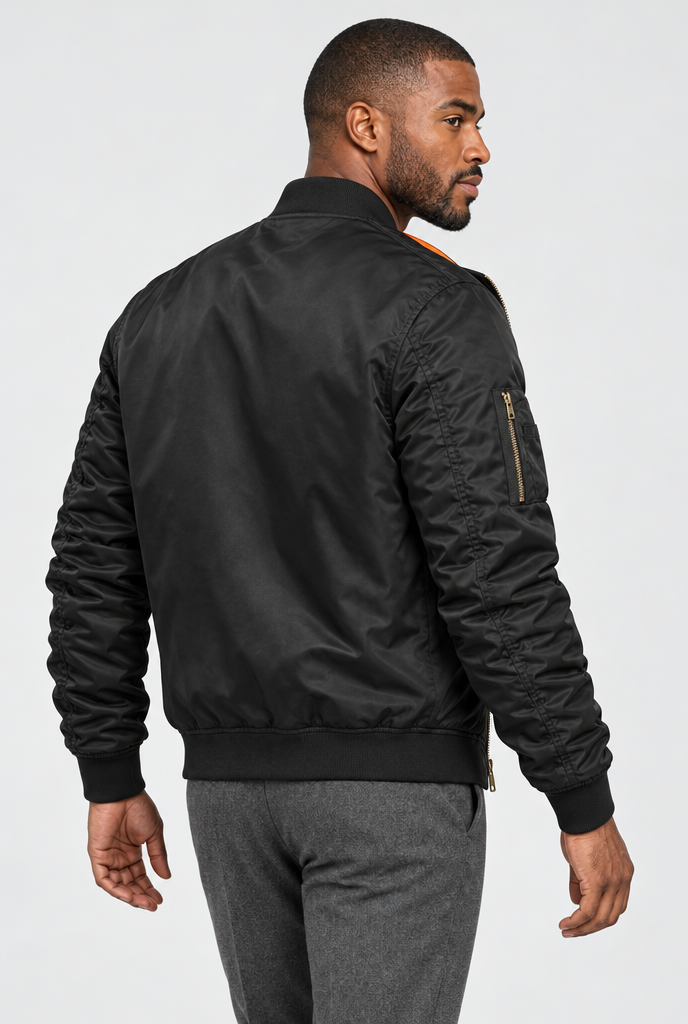 Bomber aviateur classique — Noir — vue de dos