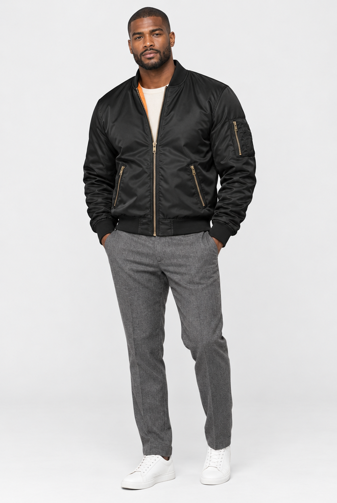 Bomber aviateur classique — Noir — silhouette complète