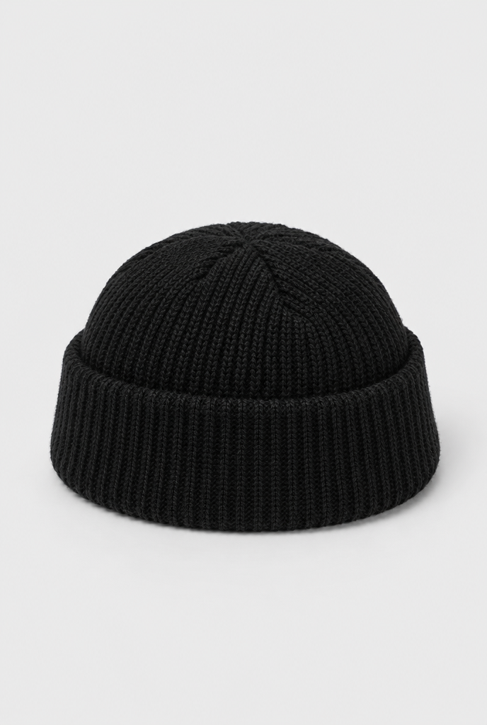 Bonnet pêcheur en maille côtelée — Noir — packshot
