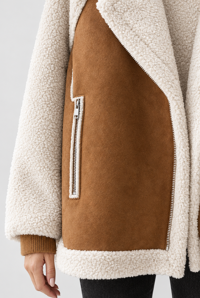 Tan aviator jacket, detail