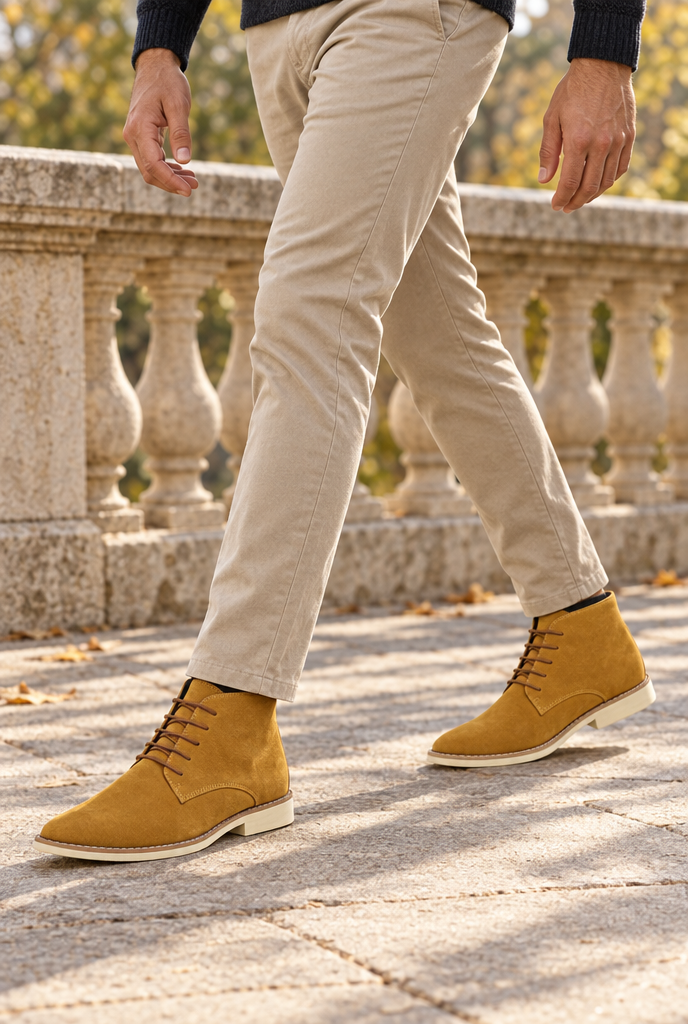 Bottines chukka à lacets en suédine — Fauve