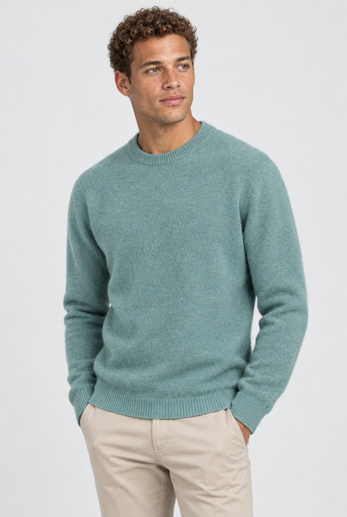 Pull col rond en maille brossée douce — Sauge — photo principale