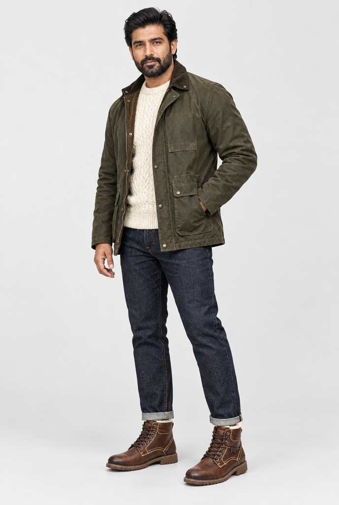 Boots d’hiver à lacets doublées fausse fourrure — Marron