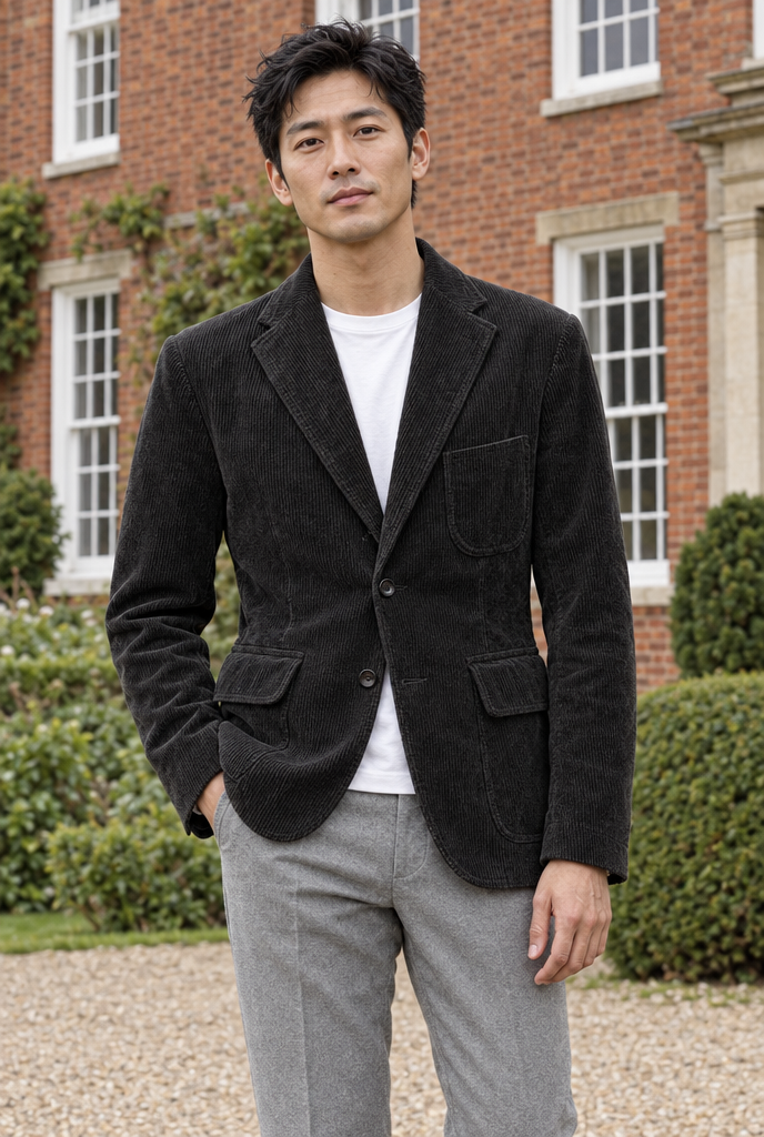 Blazer en velours côtelé — Noir — en situation