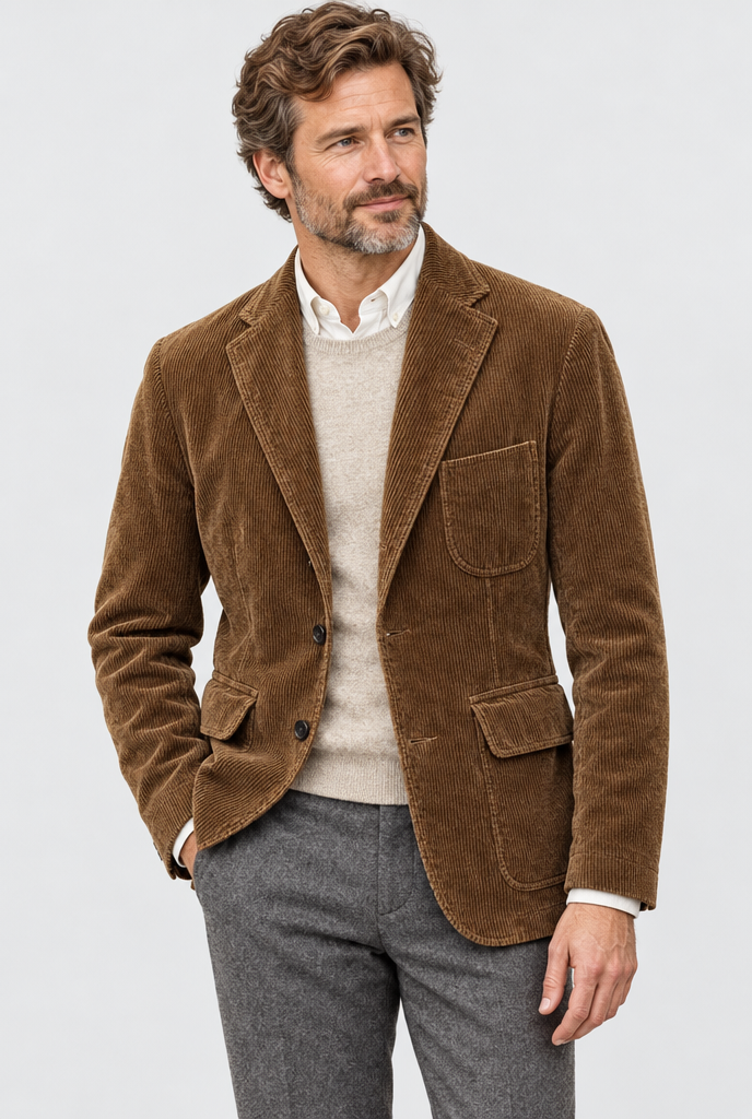 Blazer en velours côtelé — Marron — photo studio
