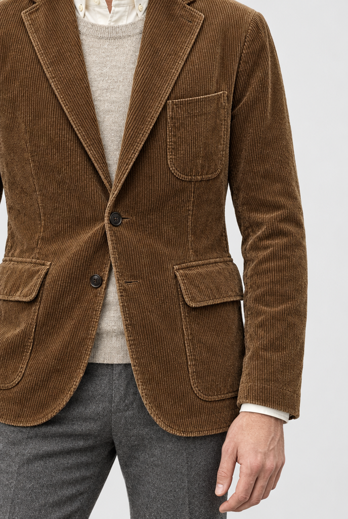 Blazer en velours côtelé — Marron — détail