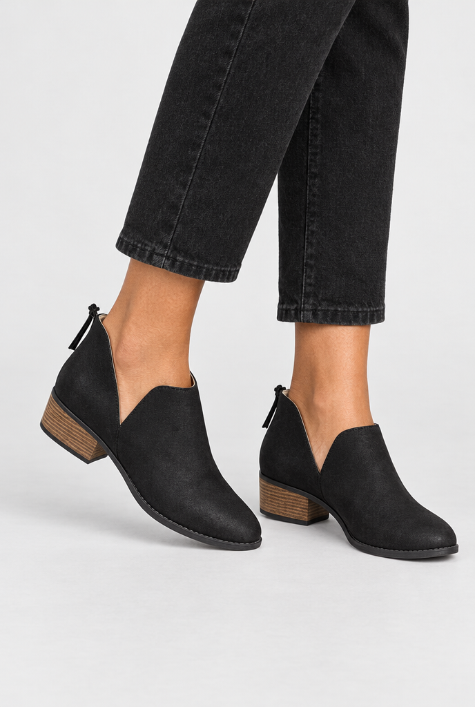 Bottines rétro en suédine à talon bloc — Noir — photo principale