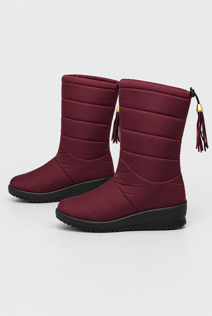 Bottes de neige matelassées mi-mollet — Bordeaux — packshot