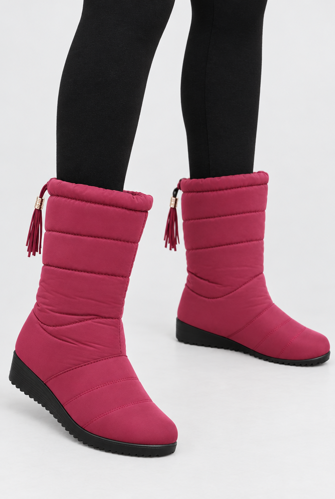 Bottes de neige matelassées mi-mollet — Framboise — photo principale