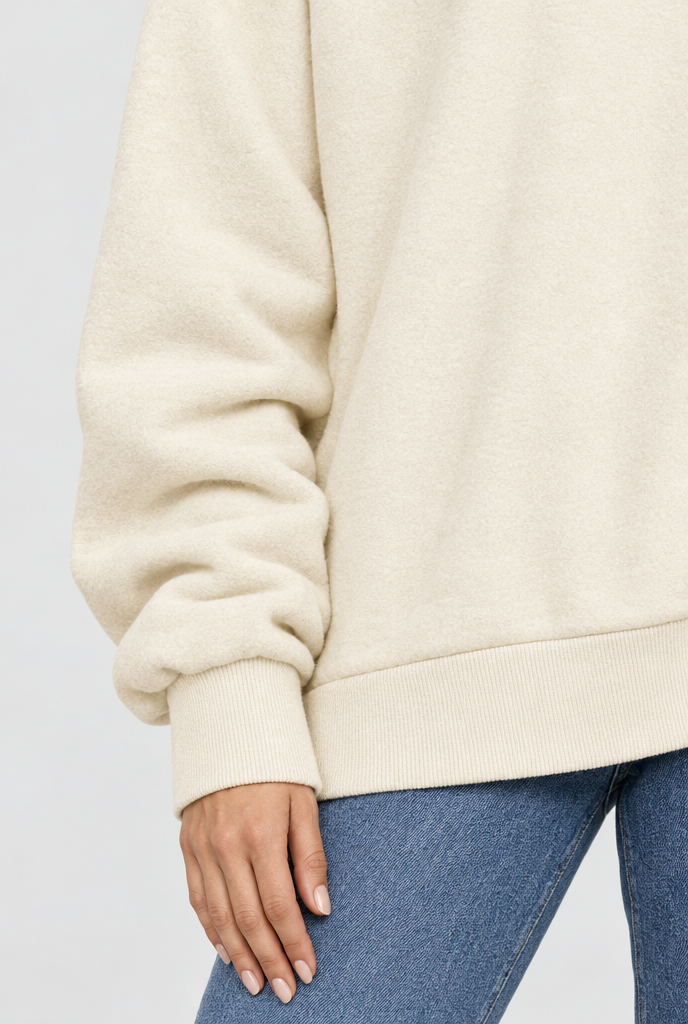 Sweat oversize à col demi-zip — Crème — détail