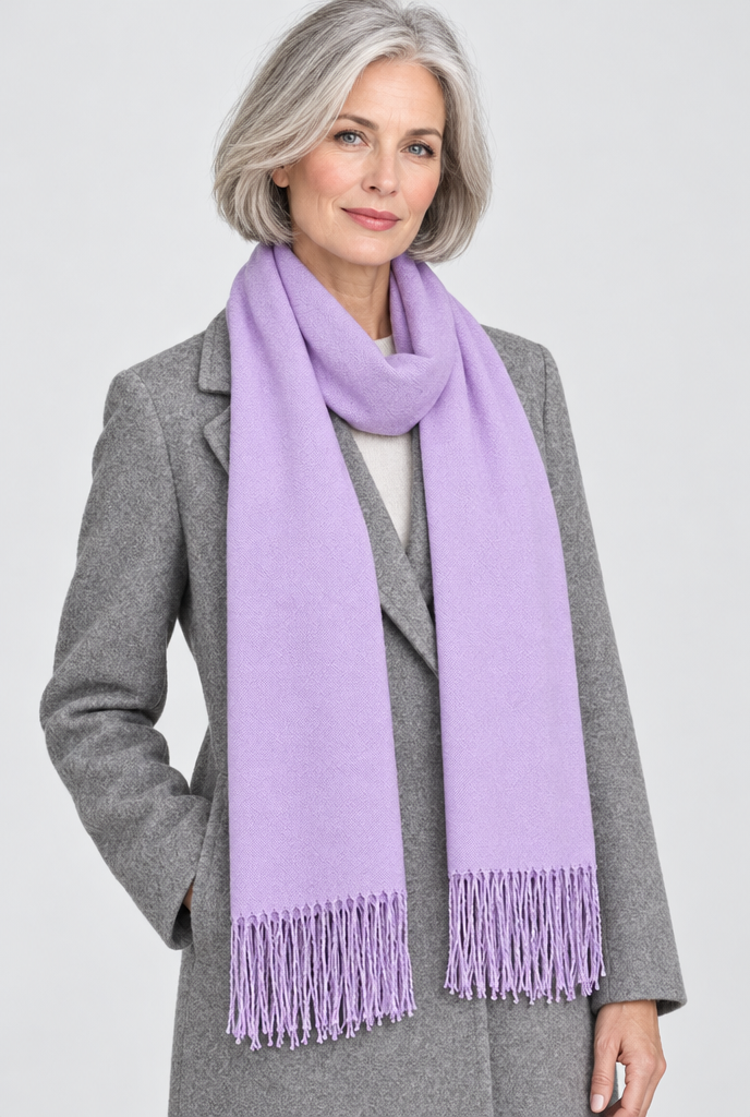 Étole façon pashmina à franges — Lavande