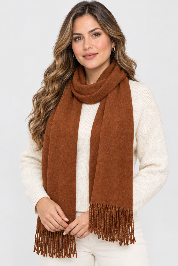 Étole façon pashmina à franges — Cognac