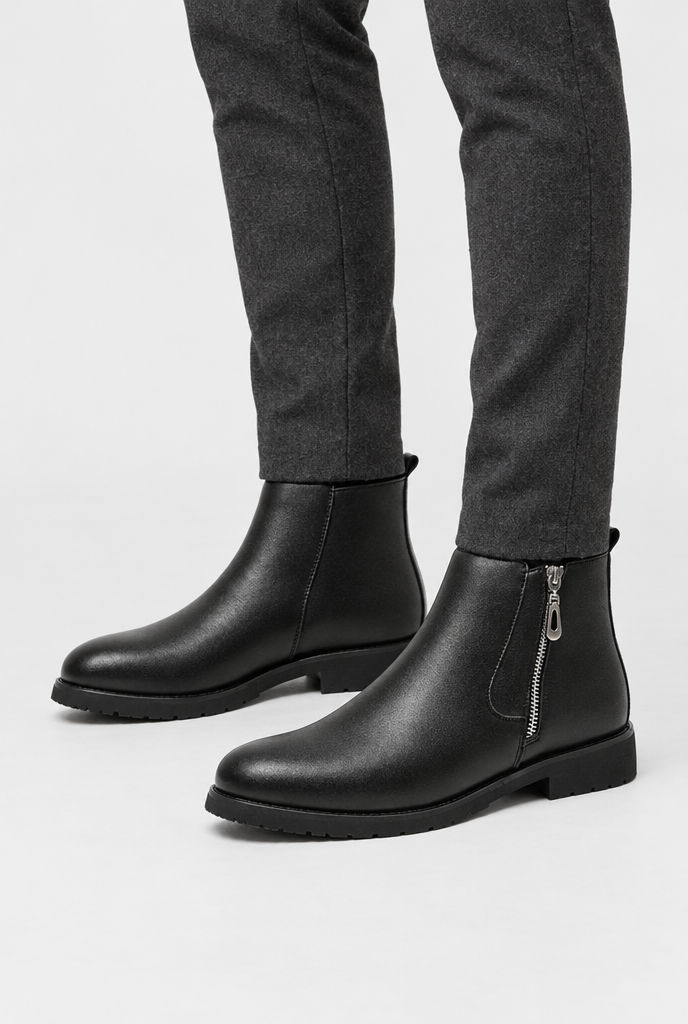 Bottines zippées doublées peluche — Noir — photo principale
