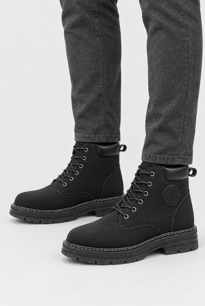Boots de travail à lacets semelle crantée — Noir — photo principale