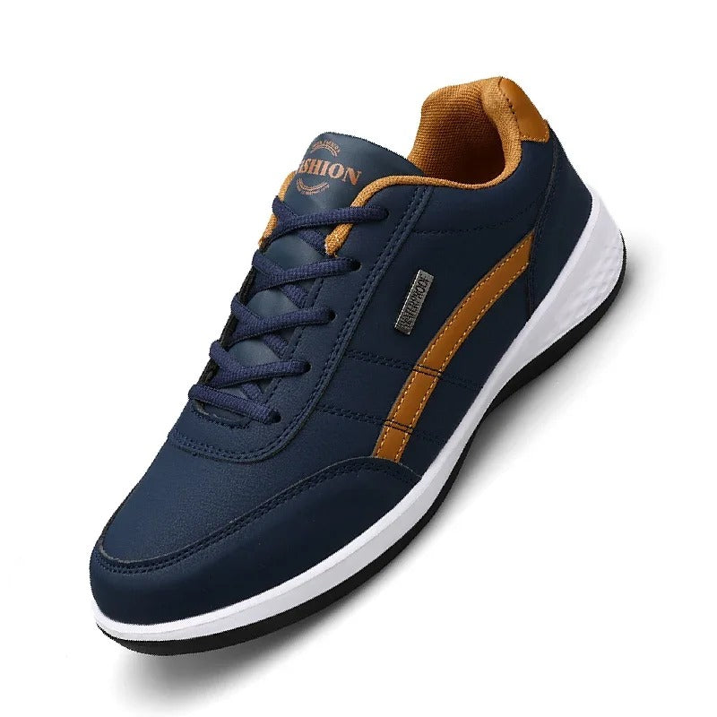 Men's Lightweight Leather-Look Everyday Sneakers