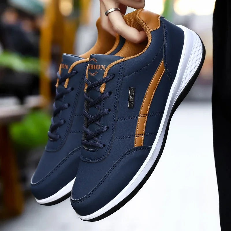 Men's Lightweight Leather-Look Everyday Sneakers