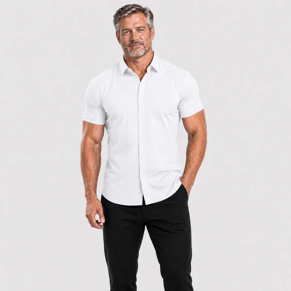 Men's Muscle-Fit Stretch Short-Sleeve Shirt