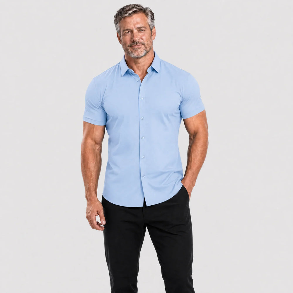 Men's Muscle-Fit Stretch Short-Sleeve Shirt