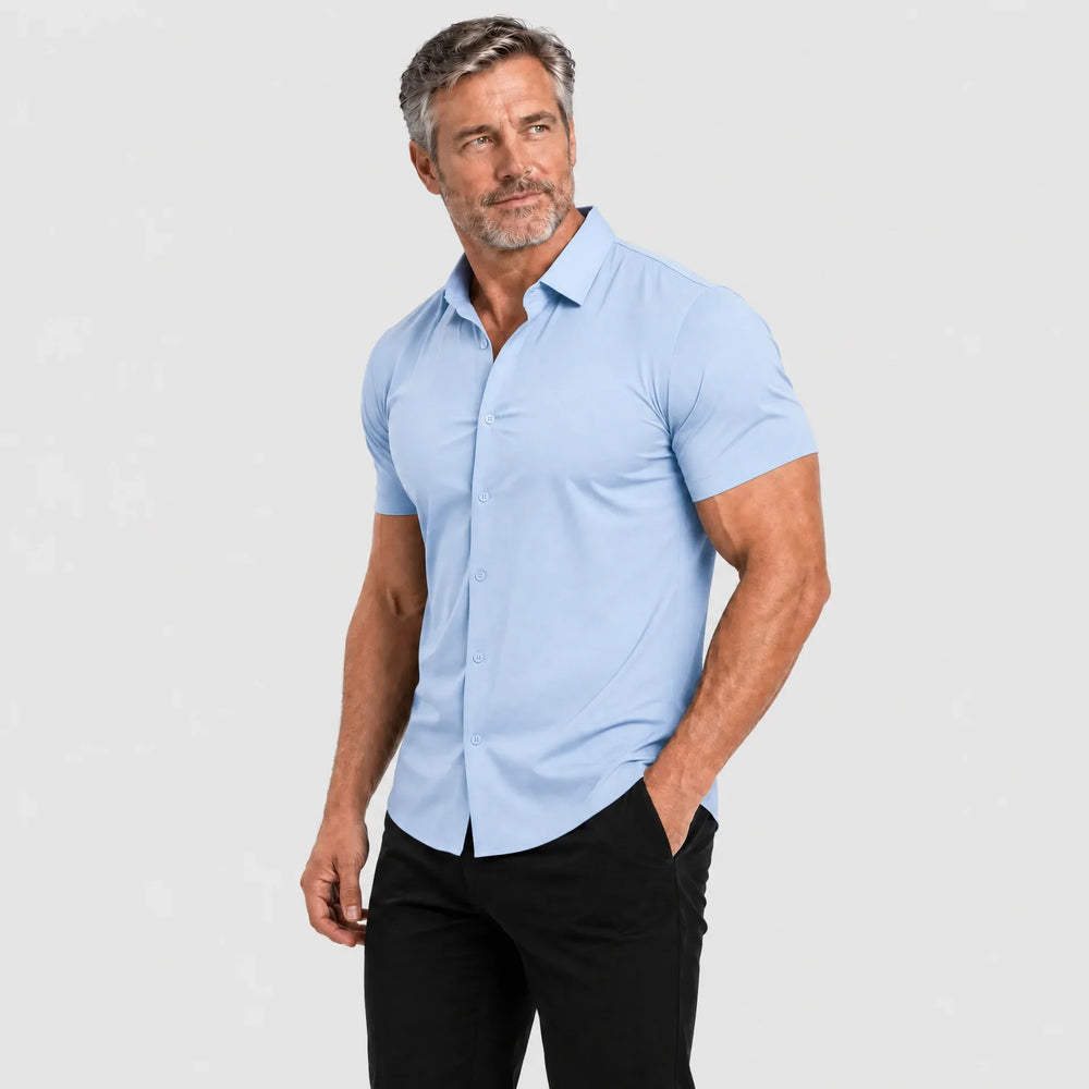 Men's Muscle-Fit Stretch Short-Sleeve Shirt