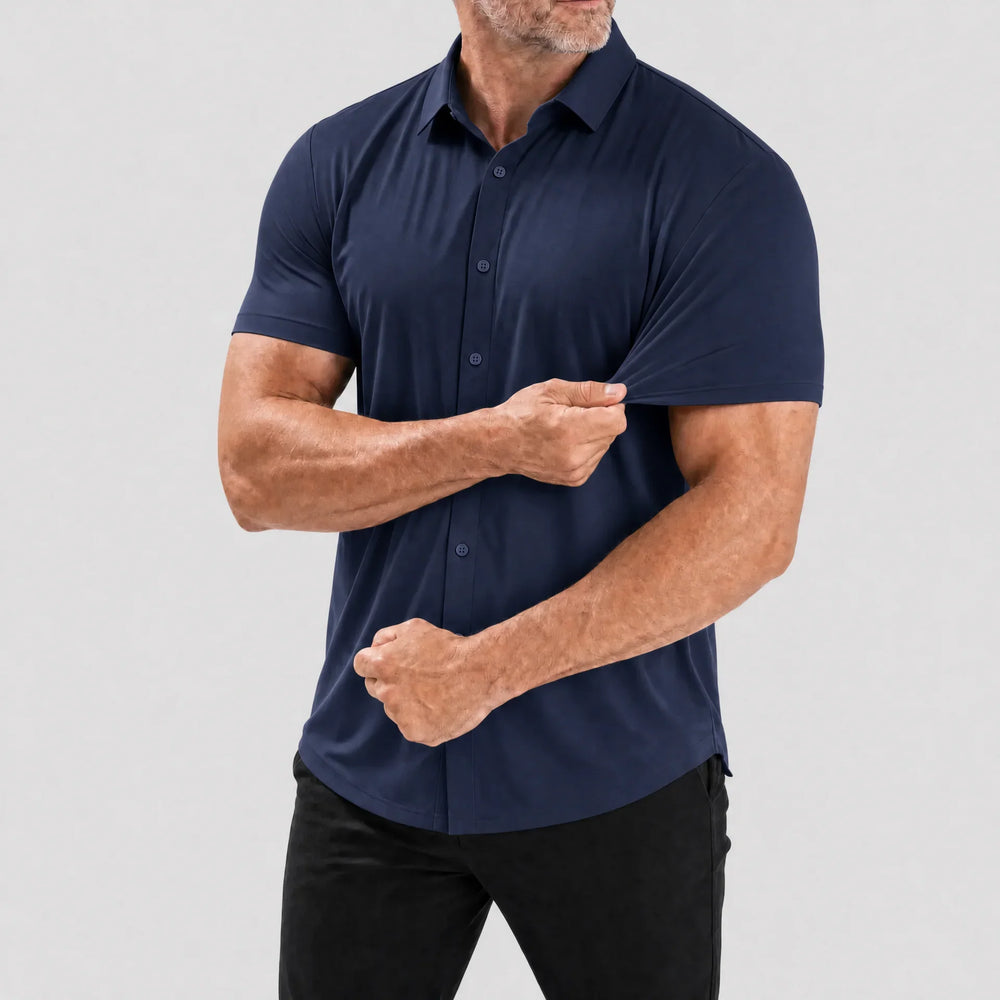Men's Muscle-Fit Stretch Short-Sleeve Shirt