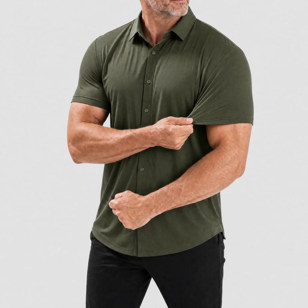 Men's Muscle-Fit Stretch Short-Sleeve Shirt