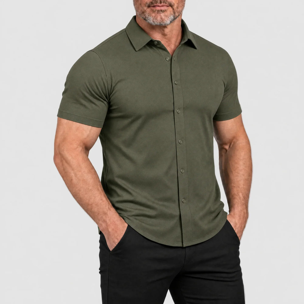 Men's Muscle-Fit Stretch Short-Sleeve Shirt