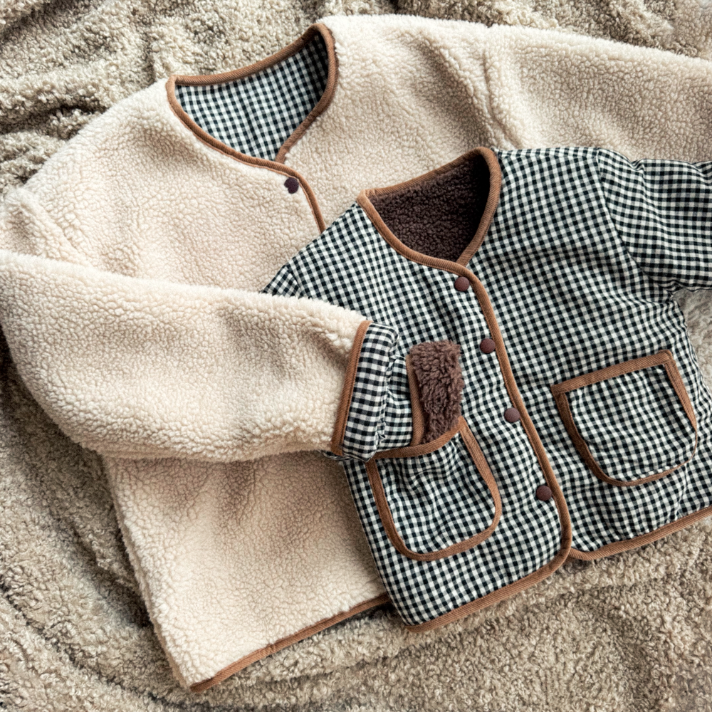 Reversible Sherpa and Gingham Jacket