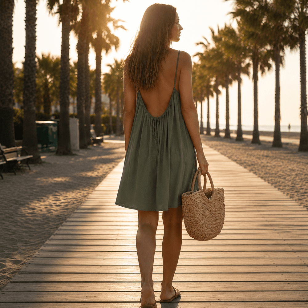 Scoop-Back Swing Slip Dress