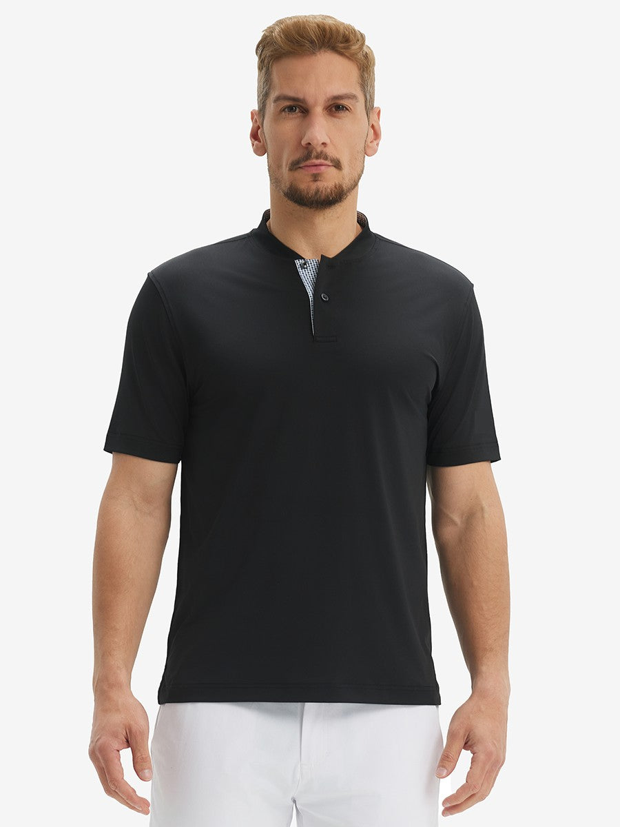 Men's Moisture-Wicking Band Collar Golf Henley