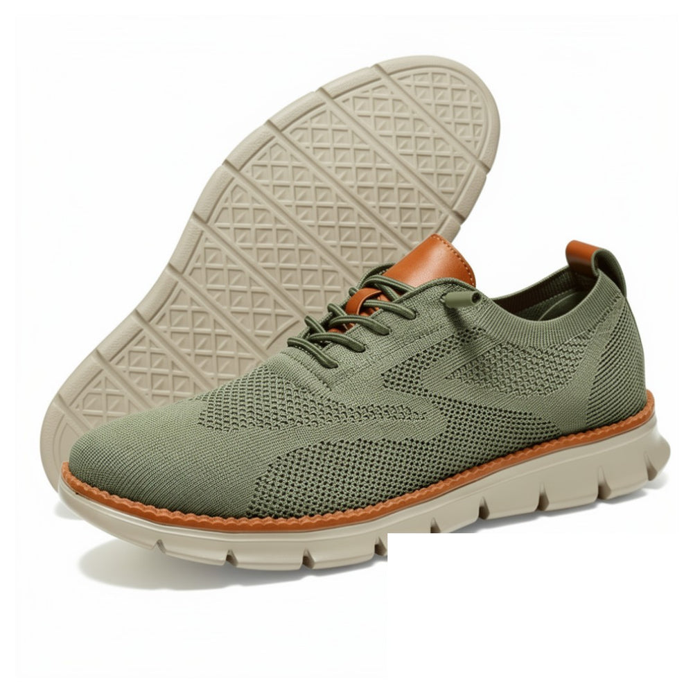 Men's Breathable Knit Wingtip Walking Shoes