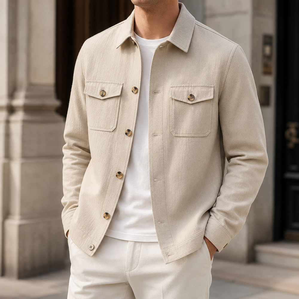 Men's Lightweight Button-Front Overshirt Jacket