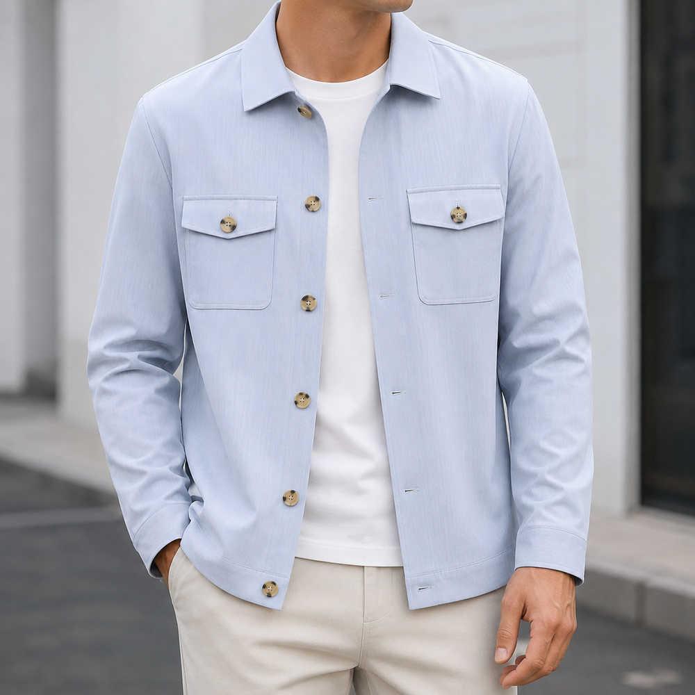 Men's Lightweight Button-Front Overshirt Jacket